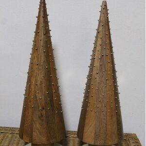 West Elm. Eugene Wood & Brass Trees. Set of 2 Sz. 19'.  Open Box.  NWT